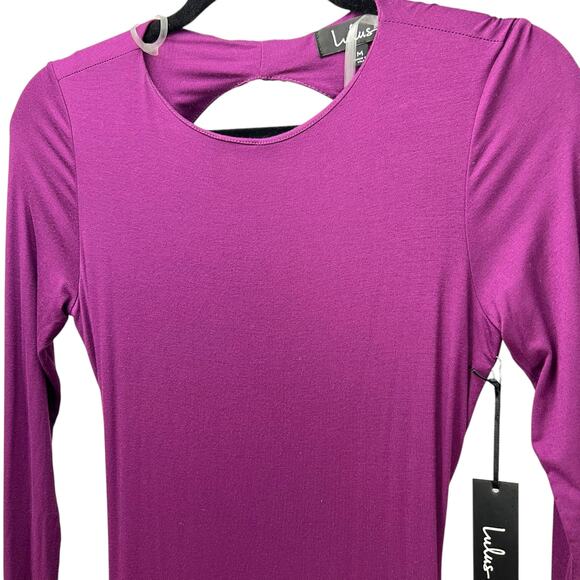 NWT Lulu’s Purple 3/4 Sleeve Open Back Dress Size Medium - Picture 4 of 7